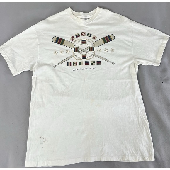 Vintage Hanes‎ Beefy T Shirt Sz Large Ocean Isle Beach NC Y2K Made USA - Picture 1 of 12